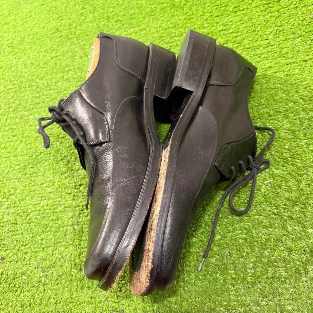 Johnston & Murphy Sz 8.5 Handcrafted Black Dress Lace Leather Oxford Square Toe